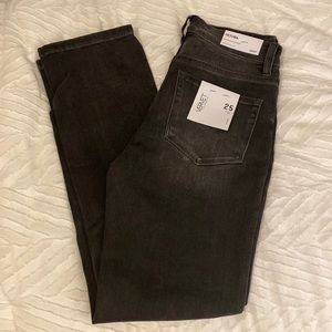 High-Rise Stretch Straight black jeans